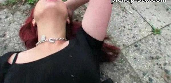  Redhead chick Sophia Wild paid for sex in a public location